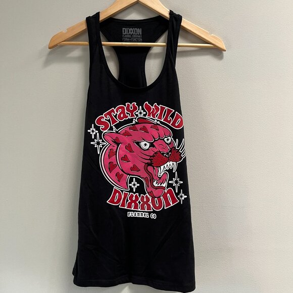 DIXXON‎ Flannel Co Stay Wild Racer Back Graphic Women's T Shirt Black NEW Small - Picture 2 of 5